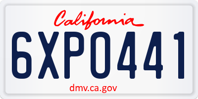 CA license plate 6XPO441