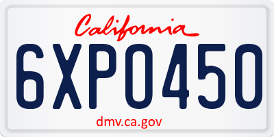 CA license plate 6XPO450