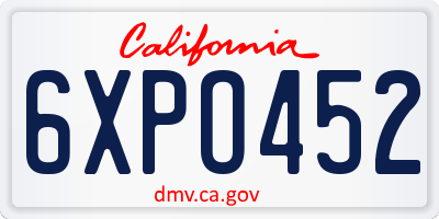 CA license plate 6XPO452