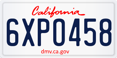 CA license plate 6XPO458