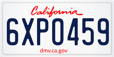 CA license plate 6XPO459