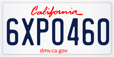 CA license plate 6XPO460