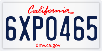 CA license plate 6XPO465