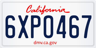 CA license plate 6XPO467