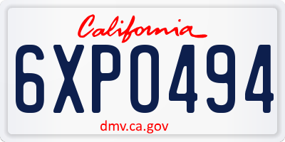 CA license plate 6XPO494