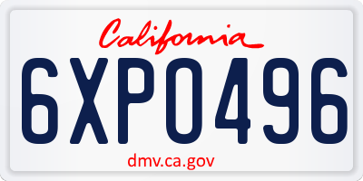 CA license plate 6XPO496