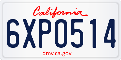 CA license plate 6XPO514