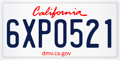 CA license plate 6XPO521