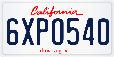 CA license plate 6XPO540