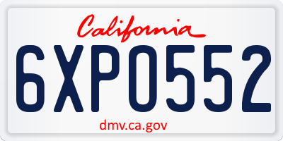 CA license plate 6XPO552