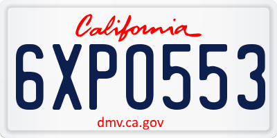 CA license plate 6XPO553