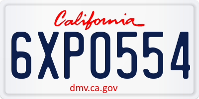 CA license plate 6XPO554
