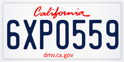 CA license plate 6XPO559