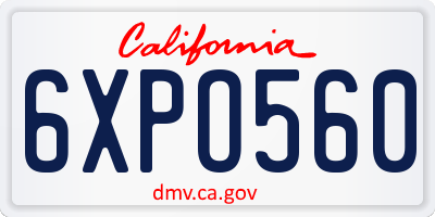 CA license plate 6XPO560