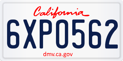CA license plate 6XPO562