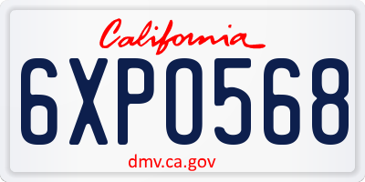 CA license plate 6XPO568