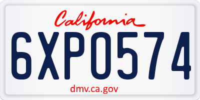 CA license plate 6XPO574