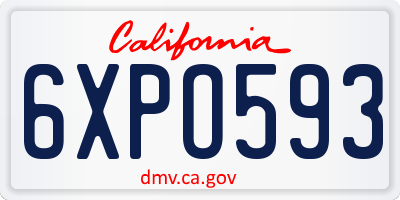 CA license plate 6XPO593