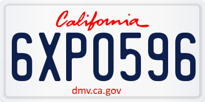 CA license plate 6XPO596