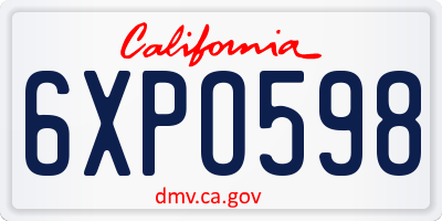 CA license plate 6XPO598