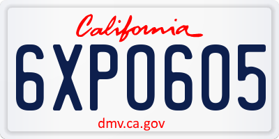 CA license plate 6XPO605