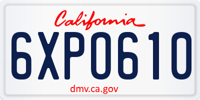 CA license plate 6XPO610