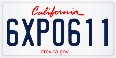 CA license plate 6XPO611