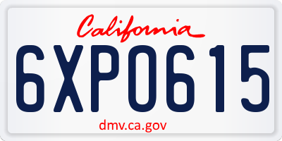 CA license plate 6XPO615