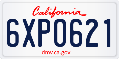 CA license plate 6XPO621