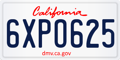 CA license plate 6XPO625