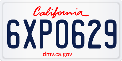 CA license plate 6XPO629