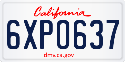 CA license plate 6XPO637