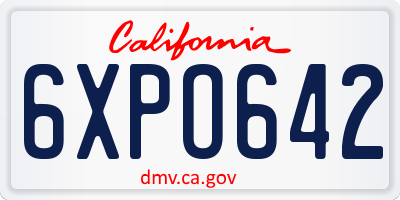 CA license plate 6XPO642