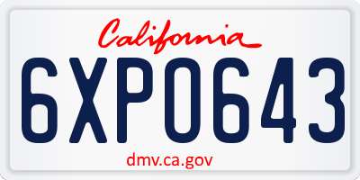 CA license plate 6XPO643