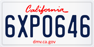 CA license plate 6XPO646