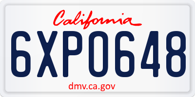 CA license plate 6XPO648