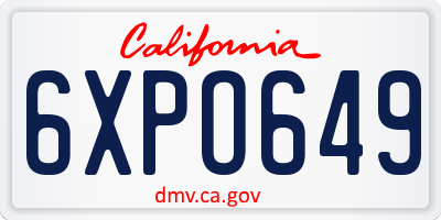 CA license plate 6XPO649