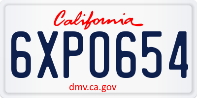 CA license plate 6XPO654