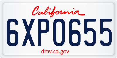 CA license plate 6XPO655