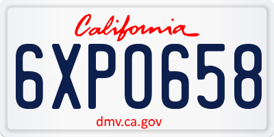 CA license plate 6XPO658