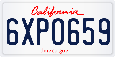 CA license plate 6XPO659