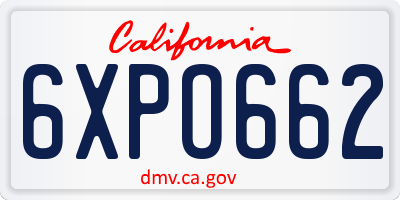 CA license plate 6XPO662