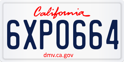 CA license plate 6XPO664