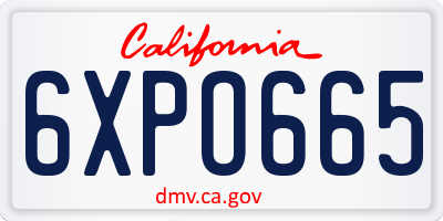 CA license plate 6XPO665