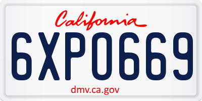 CA license plate 6XPO669