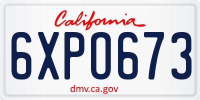CA license plate 6XPO673