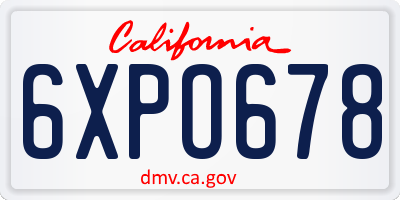 CA license plate 6XPO678