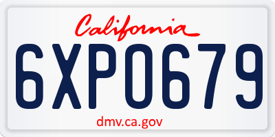 CA license plate 6XPO679