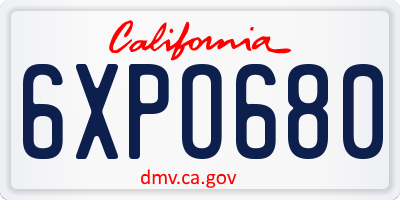 CA license plate 6XPO680