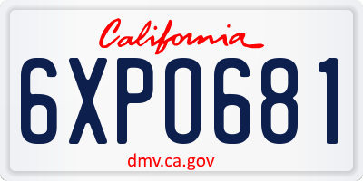CA license plate 6XPO681